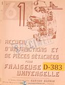 Dufour-Dufour Gaston 61, Fraiseuse Universalle Milling Machine, French Instruct Manual-61-No. 61-01